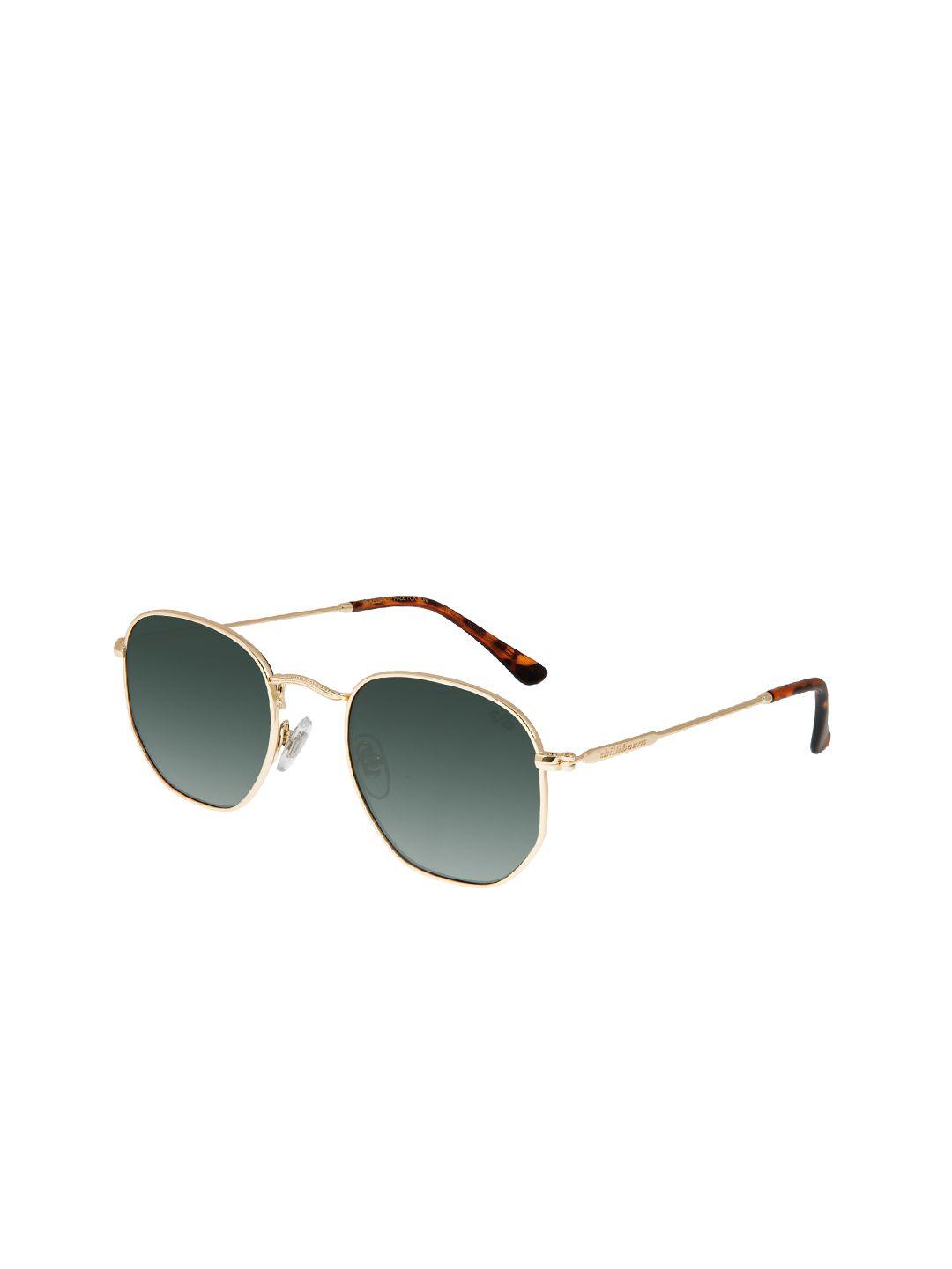 chilli beans unisex green lens & gold-toned square sunglasses with uv protected lens