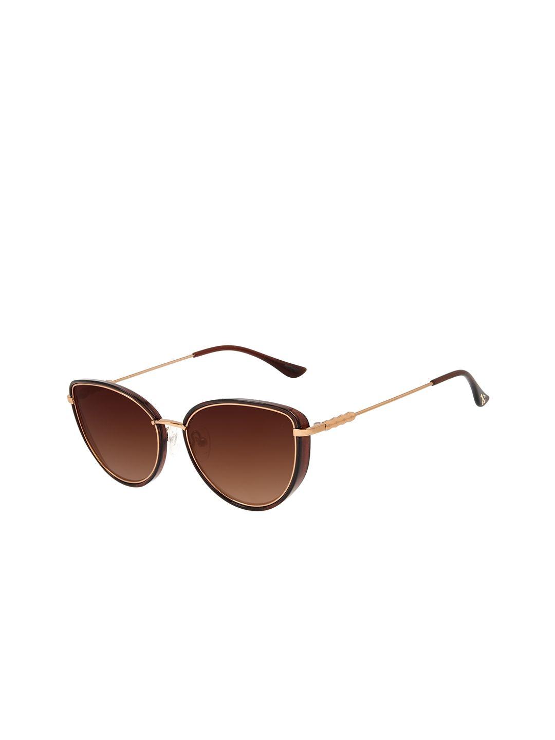 chilli beans women bronze lens & brown cateye sunglasses with uv protected lens