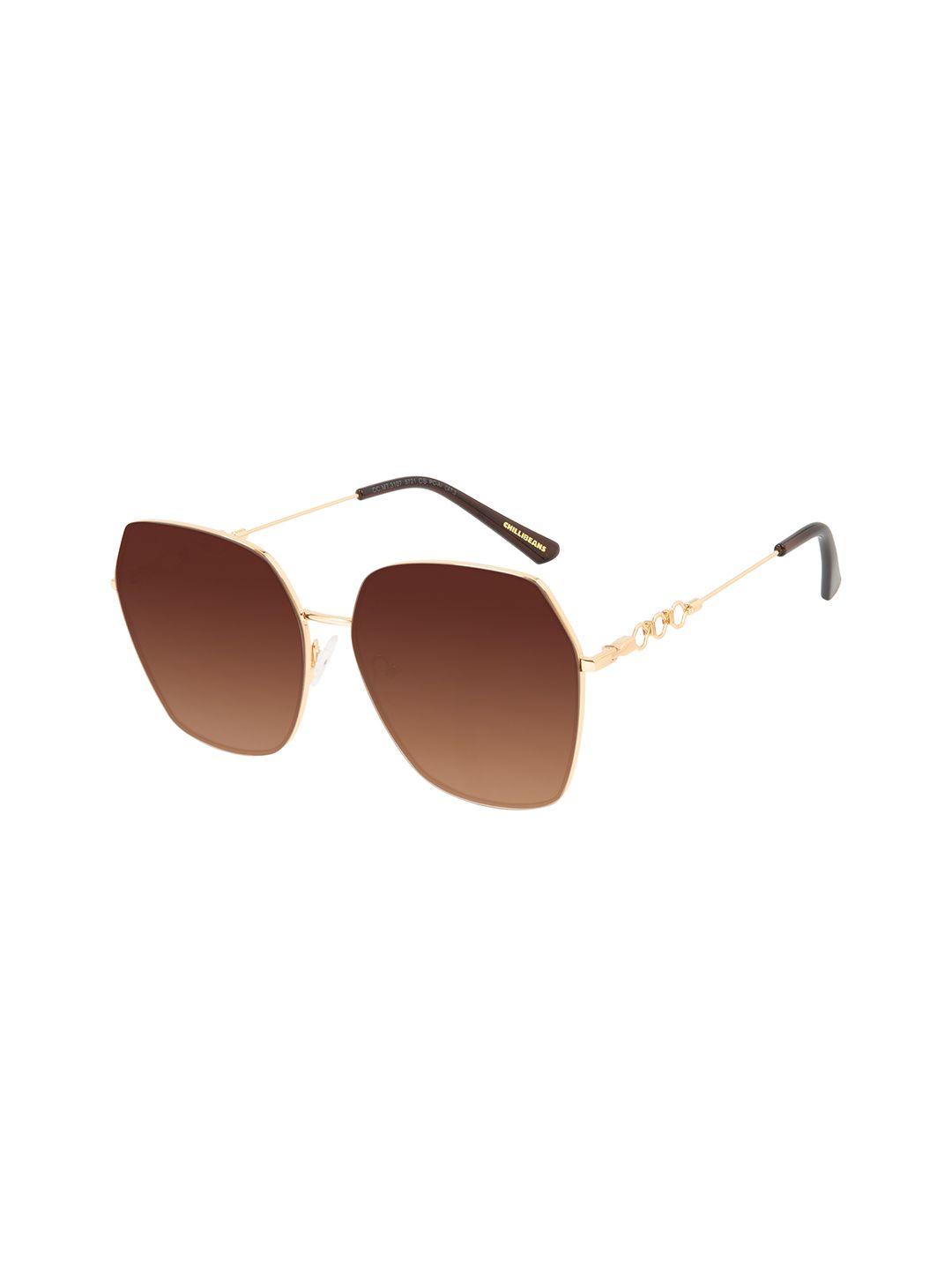 chilli beans women bronze lens & gold-toned square sunglasses with uv protected lens ocmt31075721