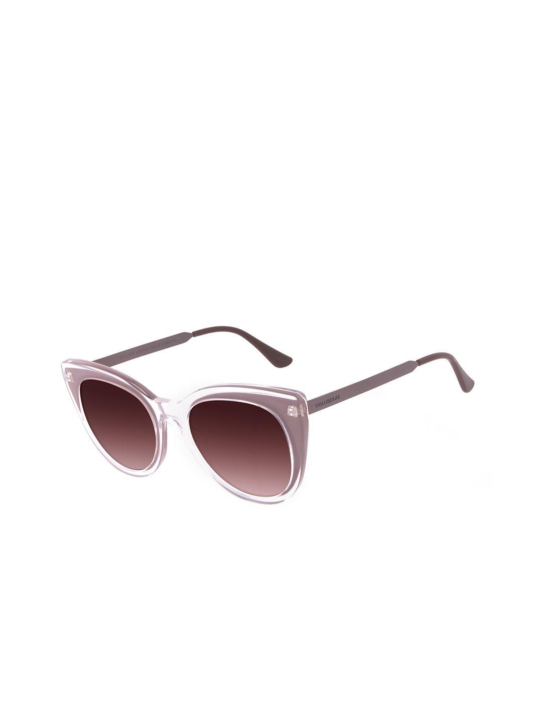 chilli beans women bronze lens & transparent frame round sunglasses occl33485736