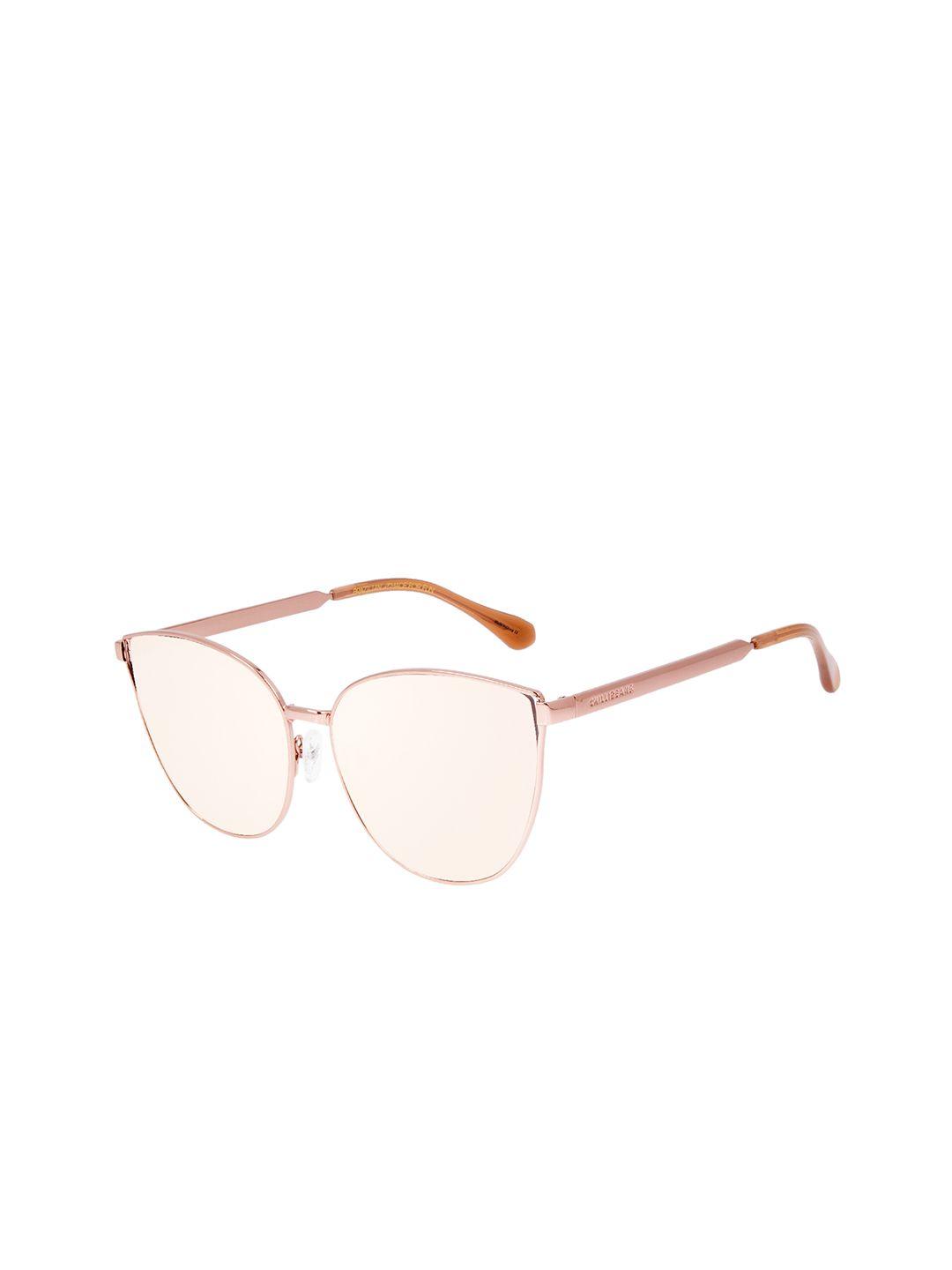 chilli beans women pink lens & rose gold-toned cateye sunglasses with uv protected lens