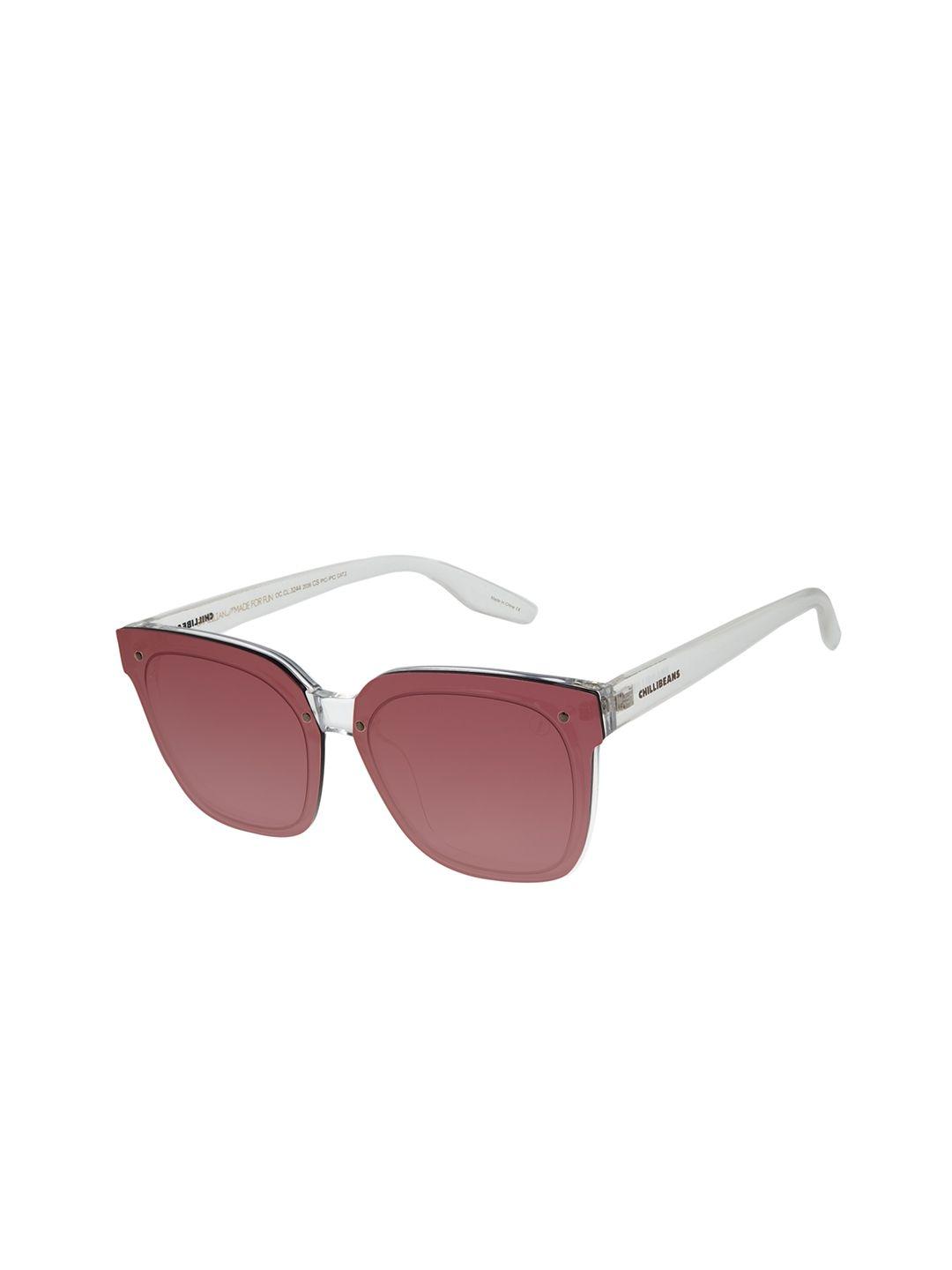 chilli beans women pink lens & white square sunglasses with uv protected lens occl32442036