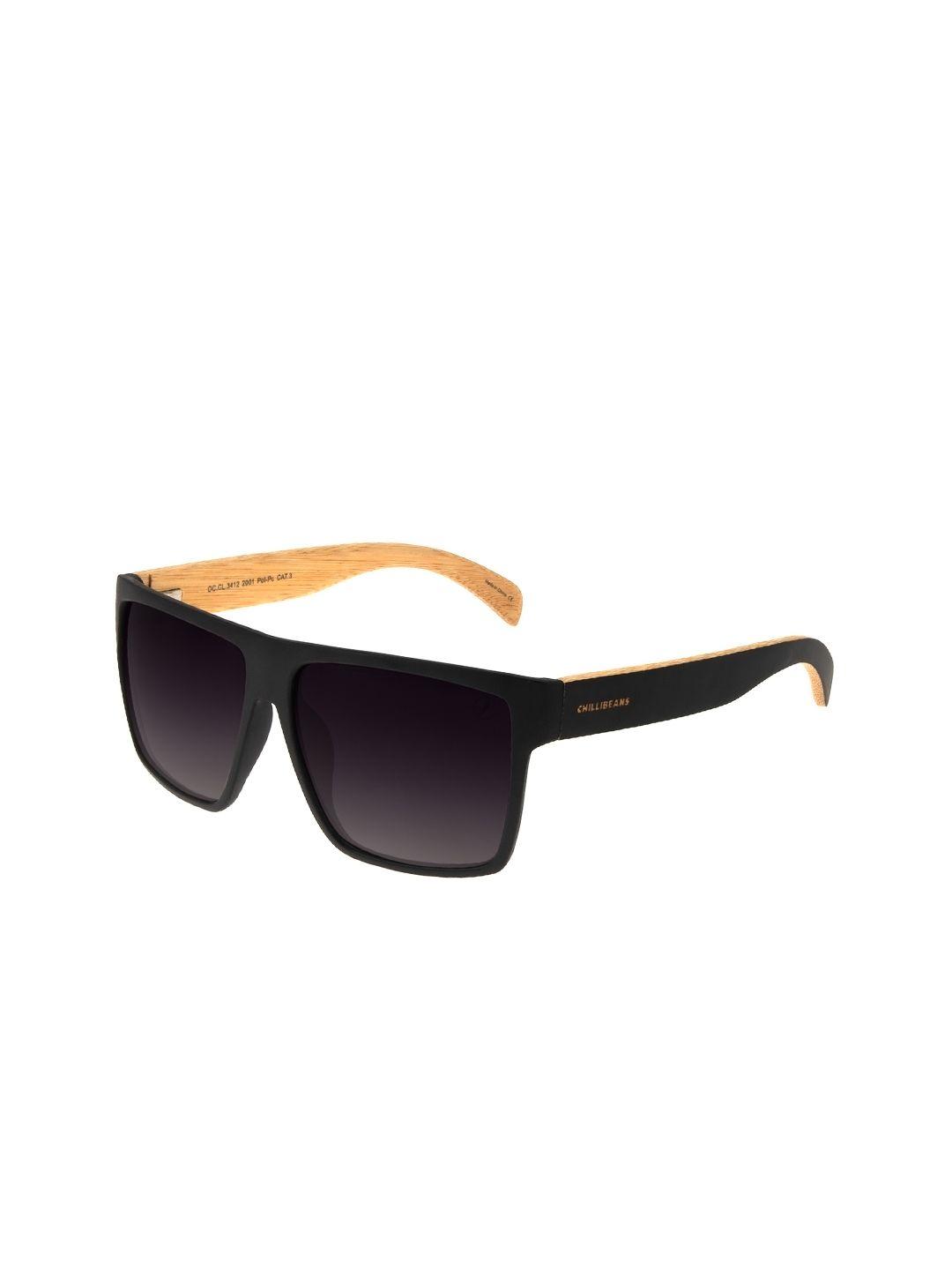 chilli beans men black lens & black square sunglasses with uv protected lens