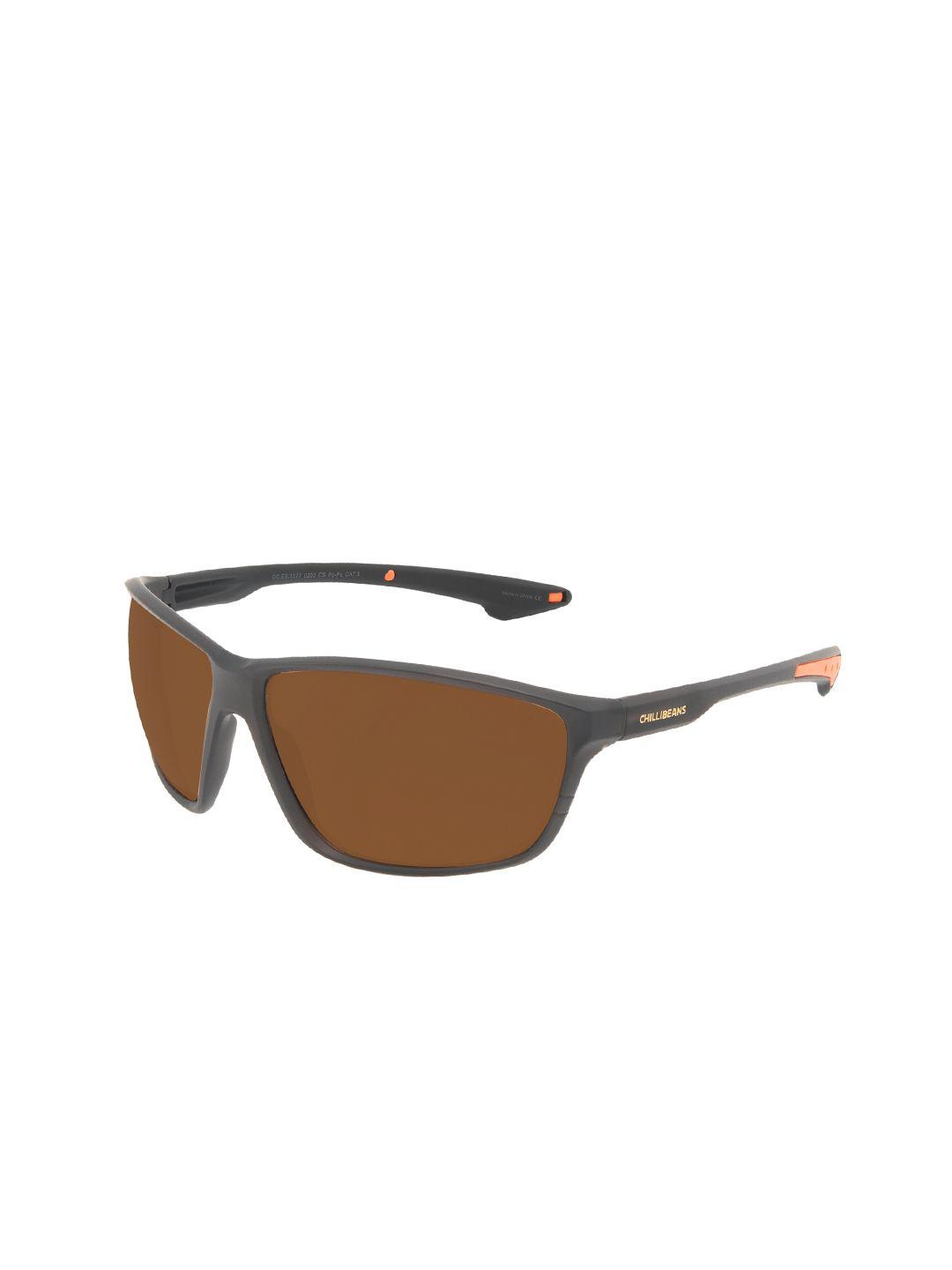 chilli beans men brown lens & black aviator sunglasses with uv protected lens