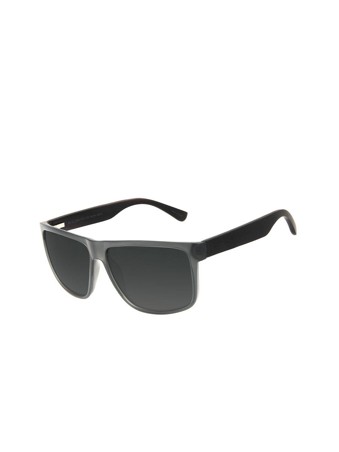 chilli beans men grey lens & black square sunglasses with uv protected lens