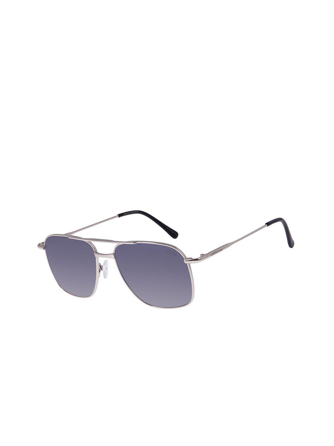 chilli beans men grey lens & silver-toned rectangle sunglasses with uv protected lens