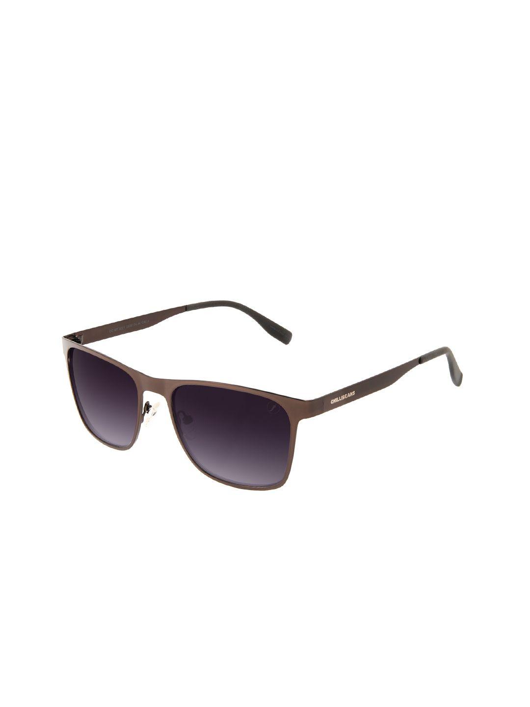 chilli beans men purple lens & brown rectangle sunglasses with uv protected lens