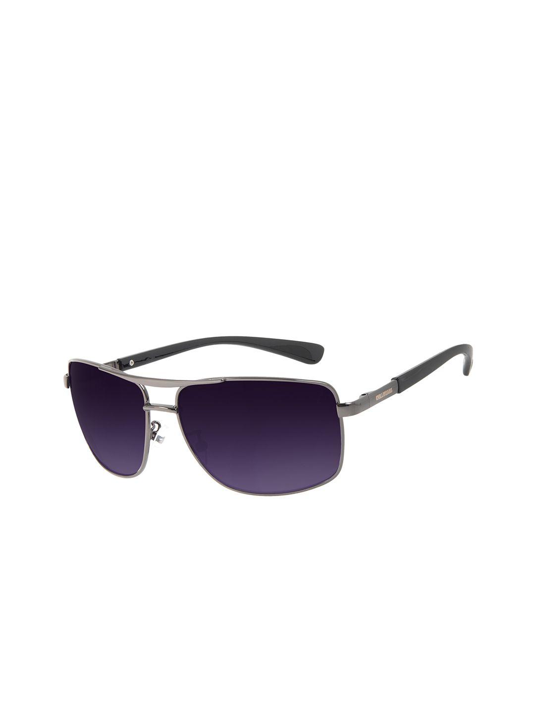 chilli beans men violet lens & black rectangle sunglasses with uv protected lens