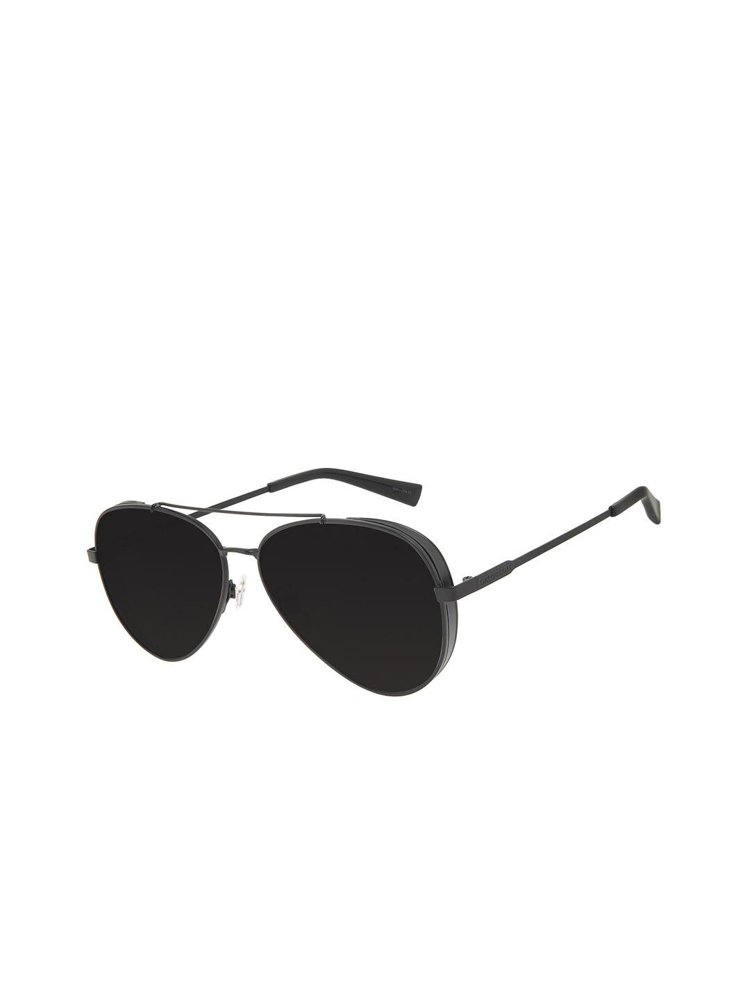 chilli beans unisex black lens & black aviator sunglasses with uv protected lens