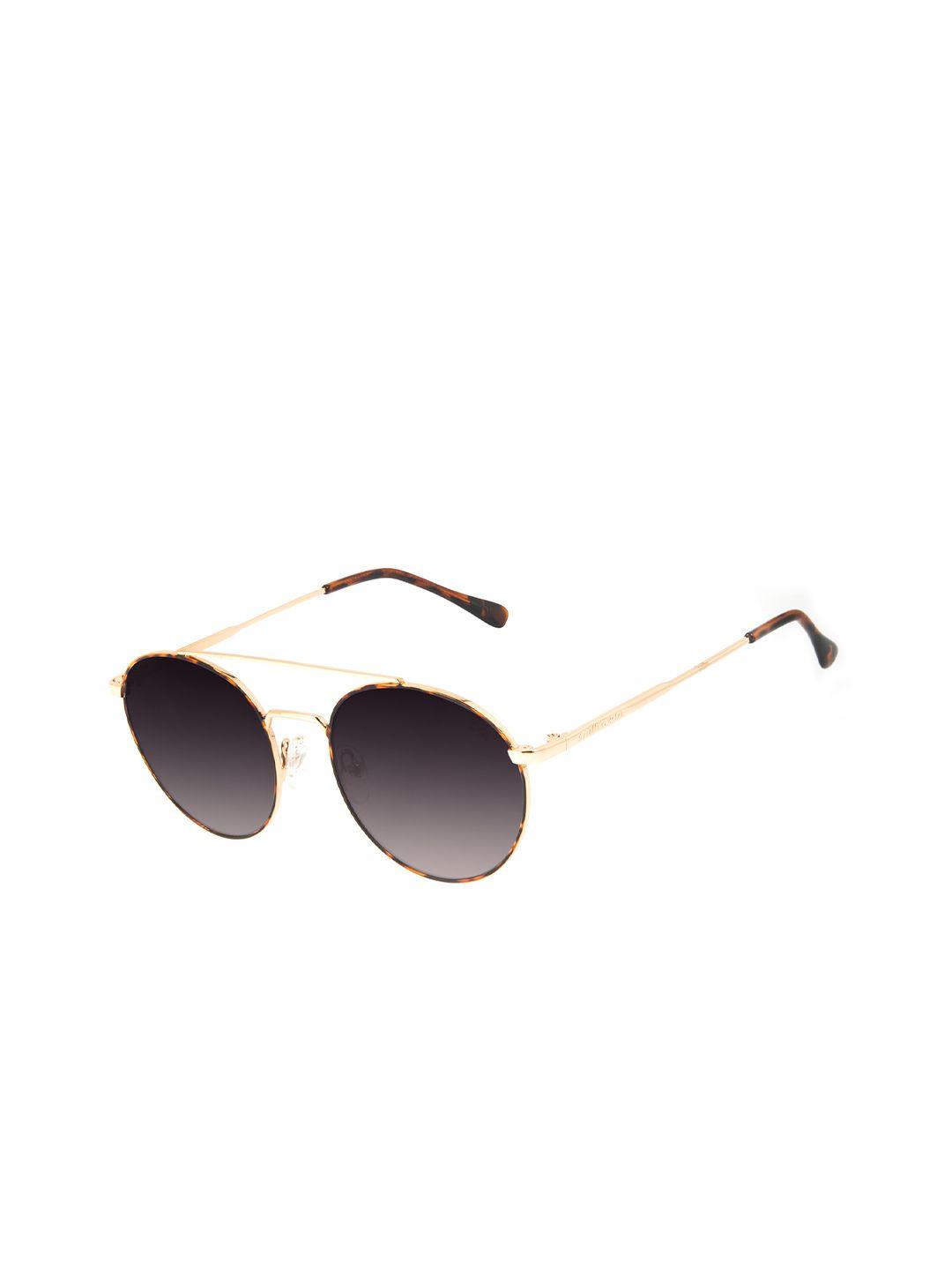 chilli beans unisex black lens & gold-toned round sunglasses with uv protected lens