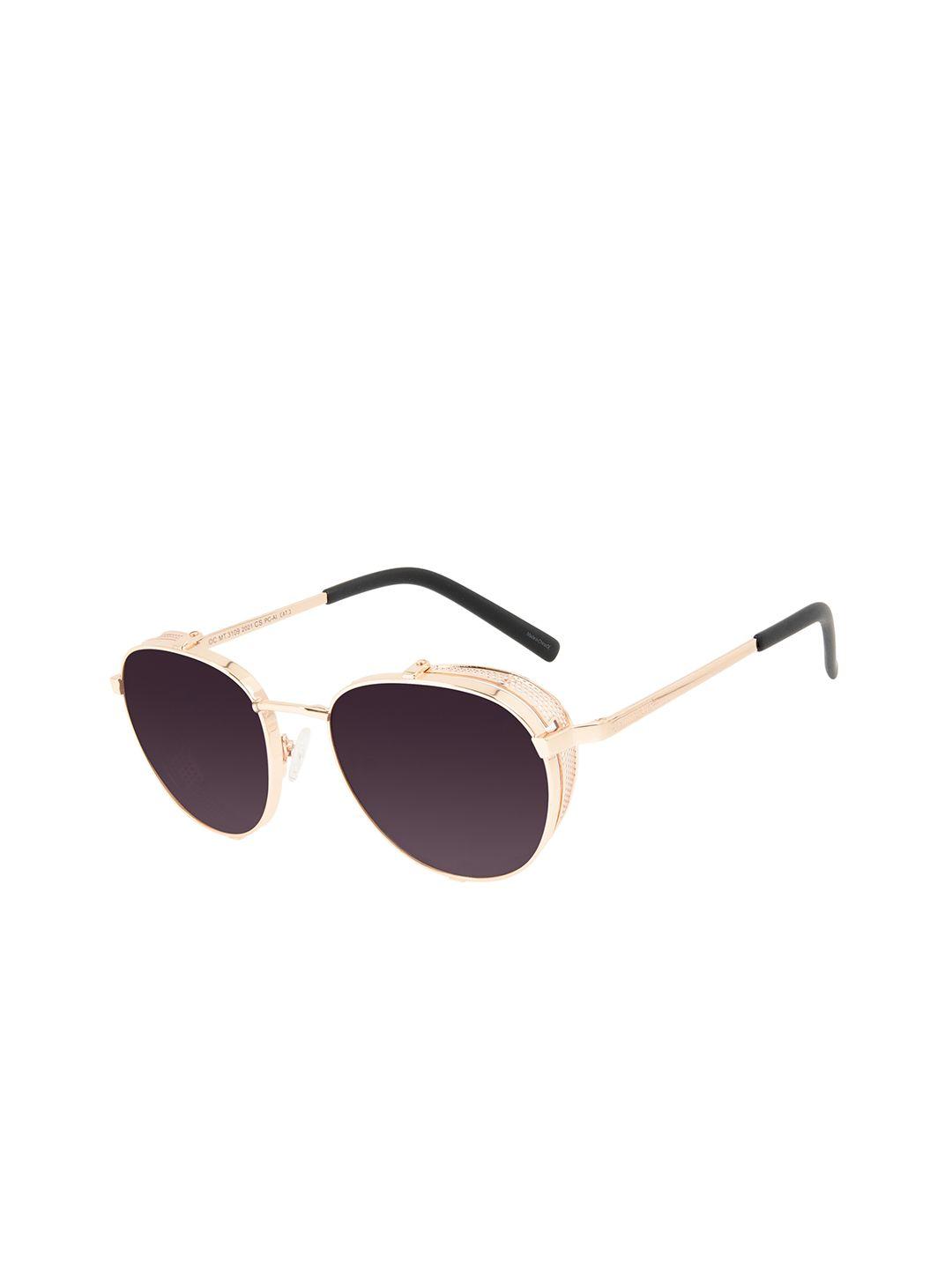 chilli beans unisex black lens & gold-toned round sunglasses with uv protected lens