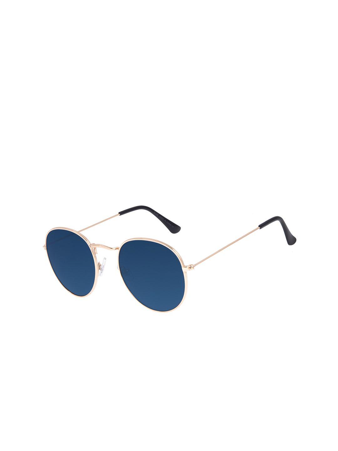 chilli beans unisex blue lens & gold-toned round sunglasses with uv protected lens