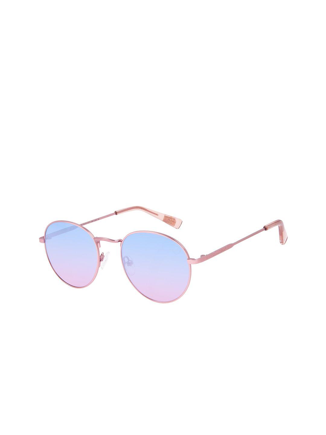 chilli beans unisex blue lens & rose gold-toned round sunglasses with uv protected lens