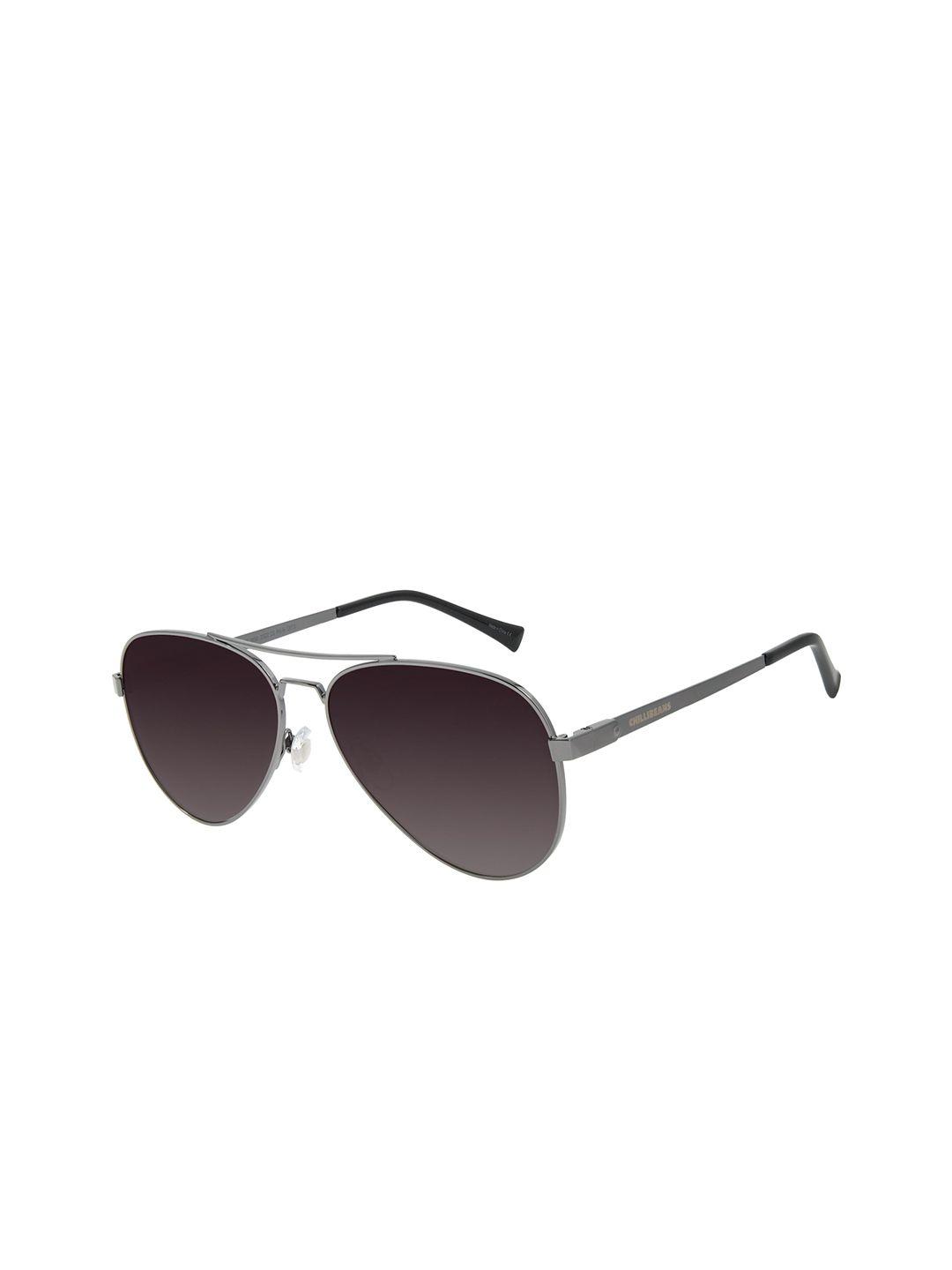 chilli beans unisex brown lens & black aviator sunglasses with uv protected lens
