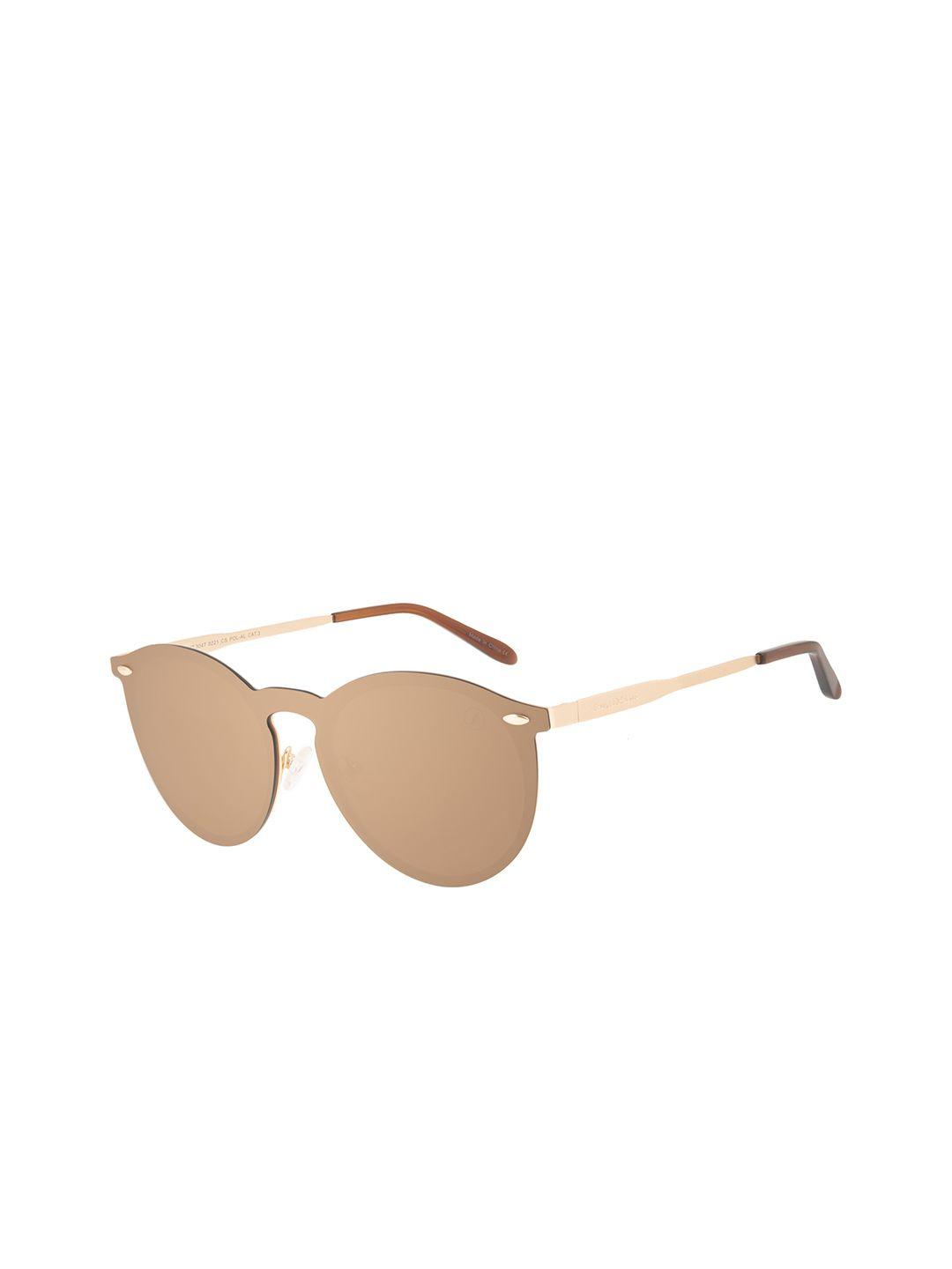 chilli beans unisex brown lens & gold-toned round sunglasses with uv protected lens