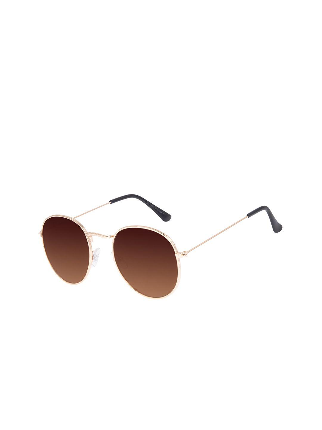 chilli beans unisex brown lens & gold-toned round sunglasses with uv protected lens