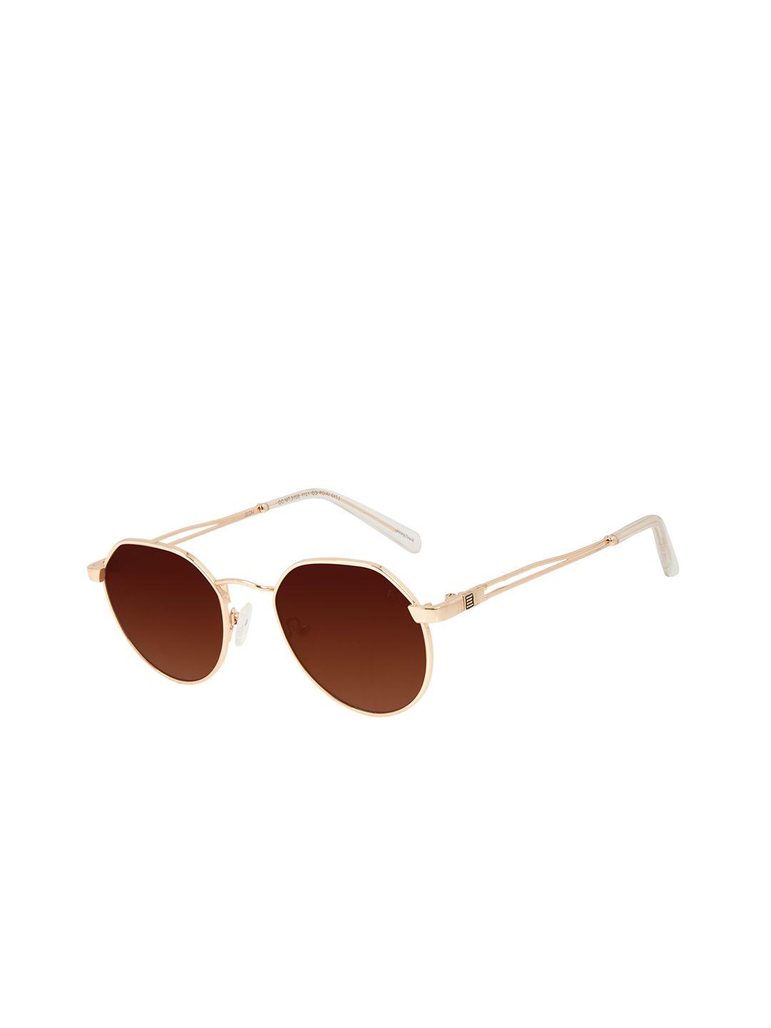 chilli beans unisex brown lens & gold-toned round sunglasses with uv protected lens