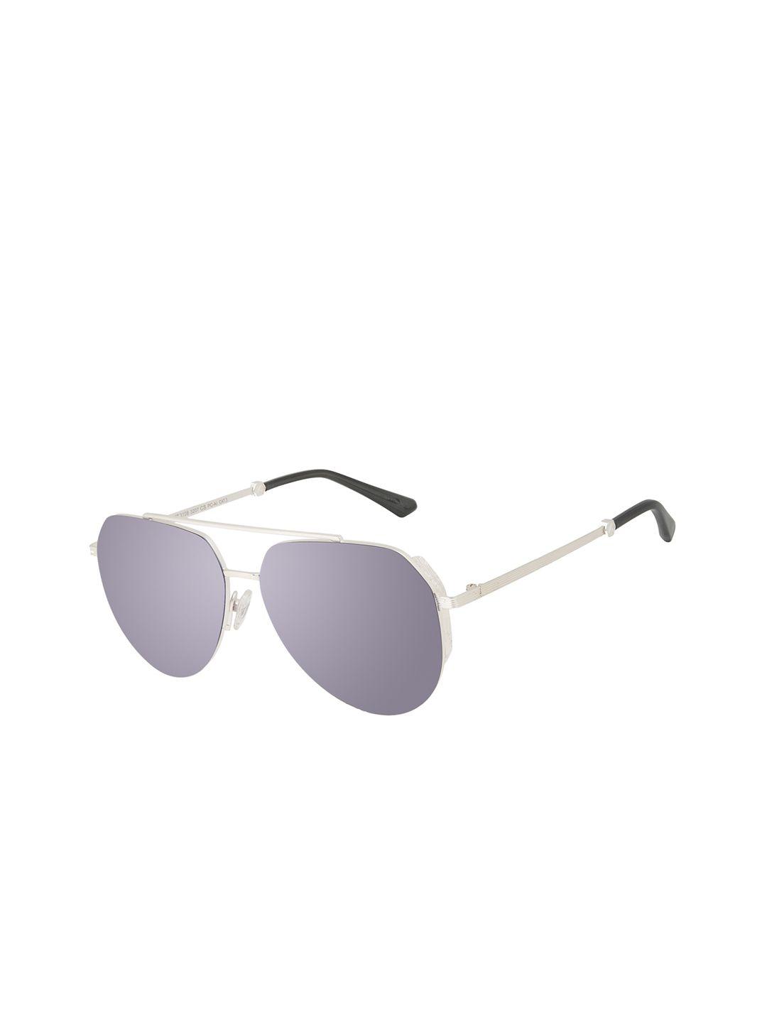 chilli beans unisex grey lens & silver-toned aviator sunglasses with uv protected lens
