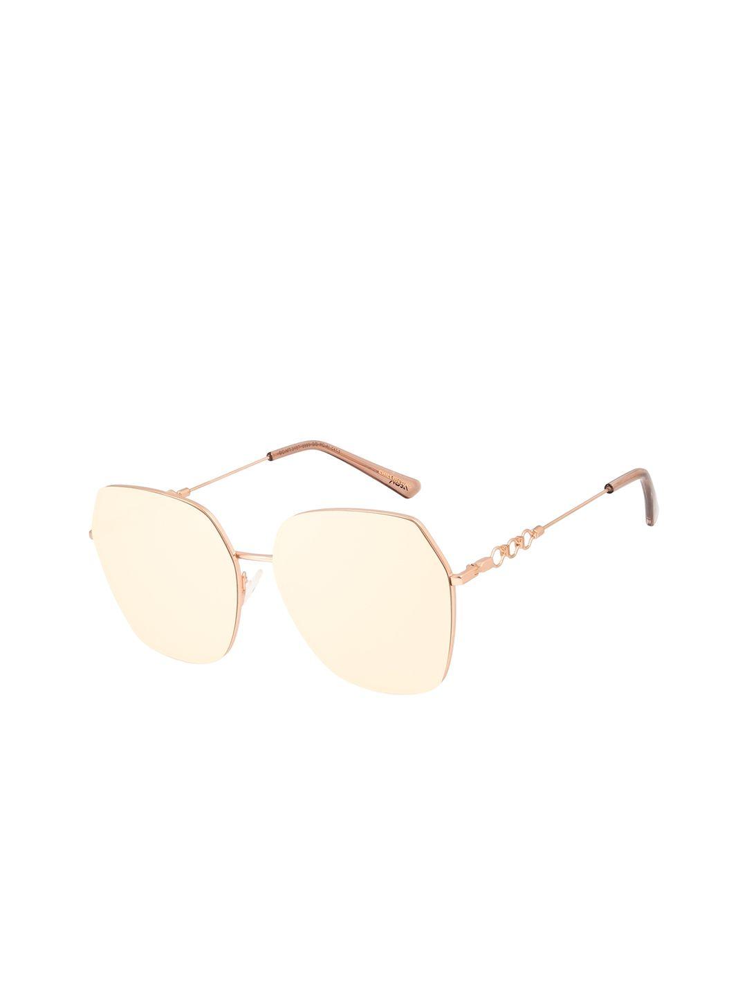 chilli beans women beige lens & rose gold-toned square sunglasses with uv protected lens ocmt31072395