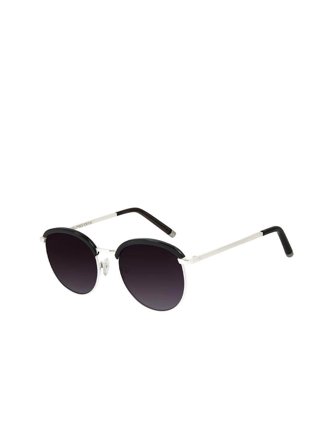 chilli beans women black lens & silver-toned round sunglasses with uv protected lens