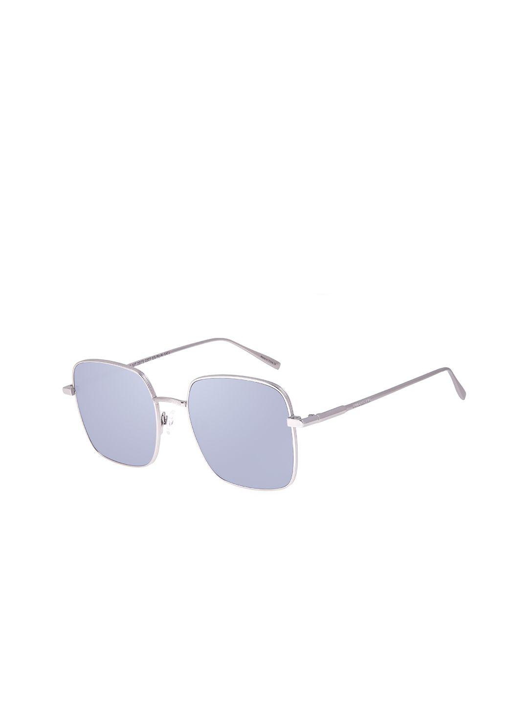 chilli beans women blue lens & silver-toned square sunglasses with uv protected lens