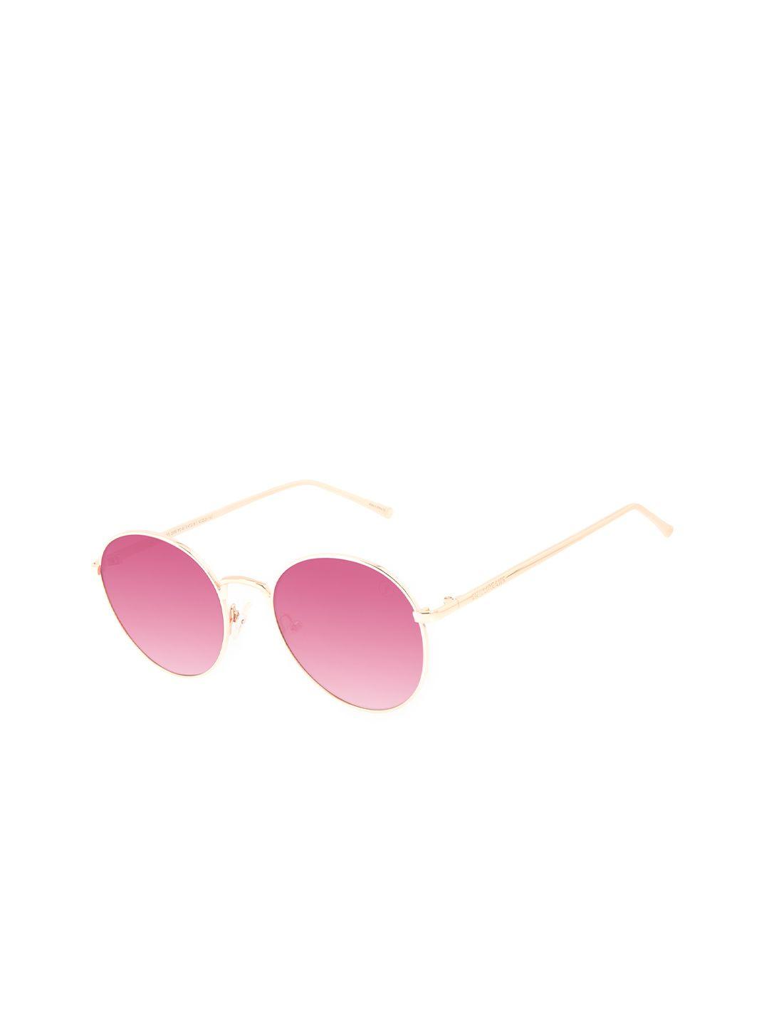 chilli beans women pink lens & rose gold-toned round sunglasses with uv protected lens