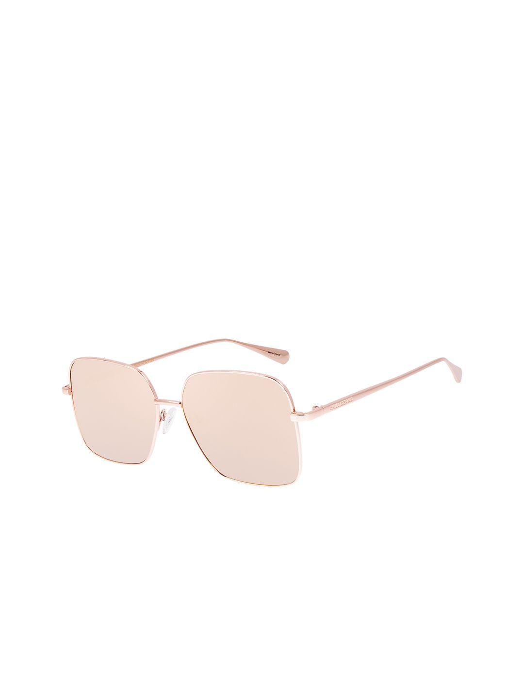 chilli beans women tan lens & rose gold-toned round sunglasses with uv protected lens ocmt30670595