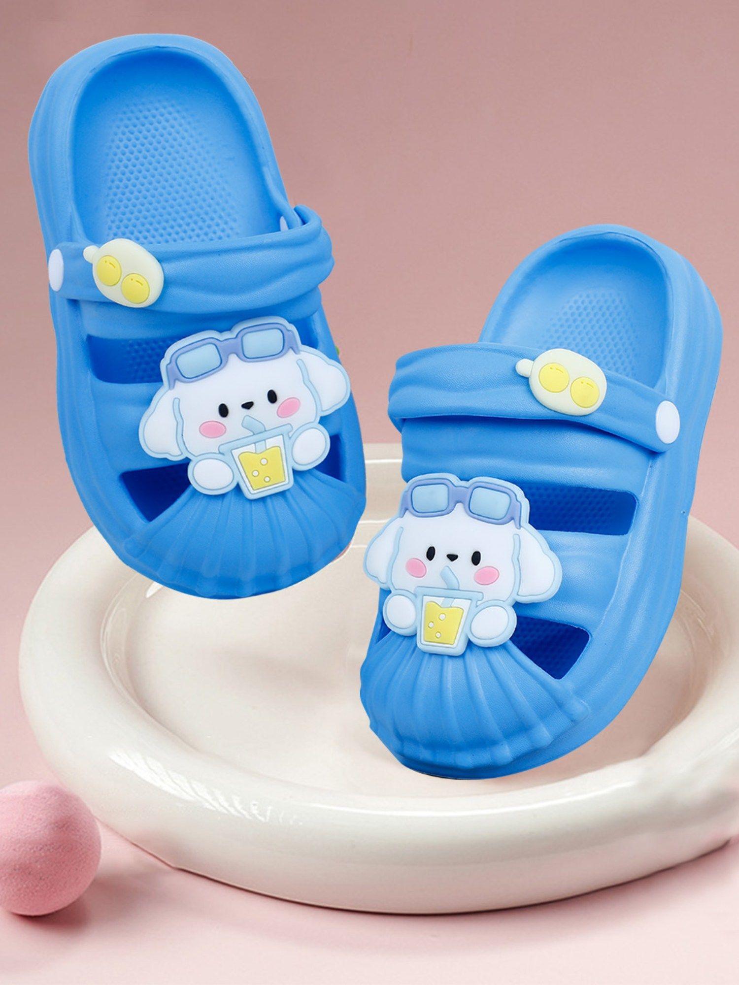 chilling puppy applique waterproof anti skid sling back clogs blue
