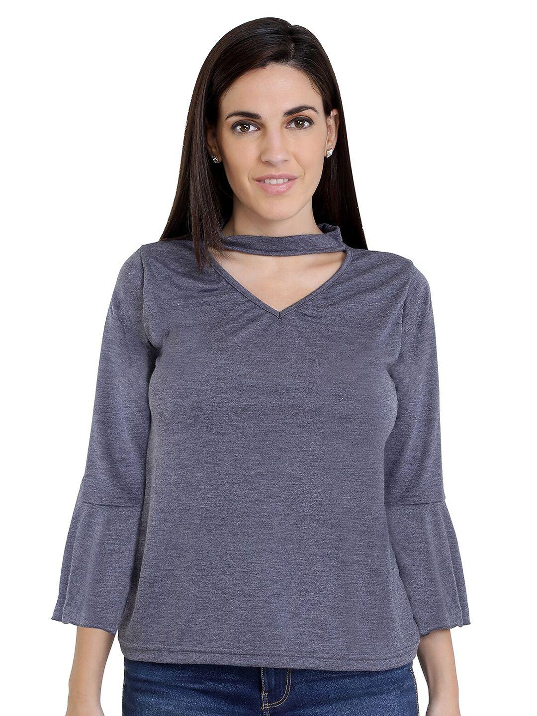 chimpaaanzee bell sleeves cut out v-neck regular top