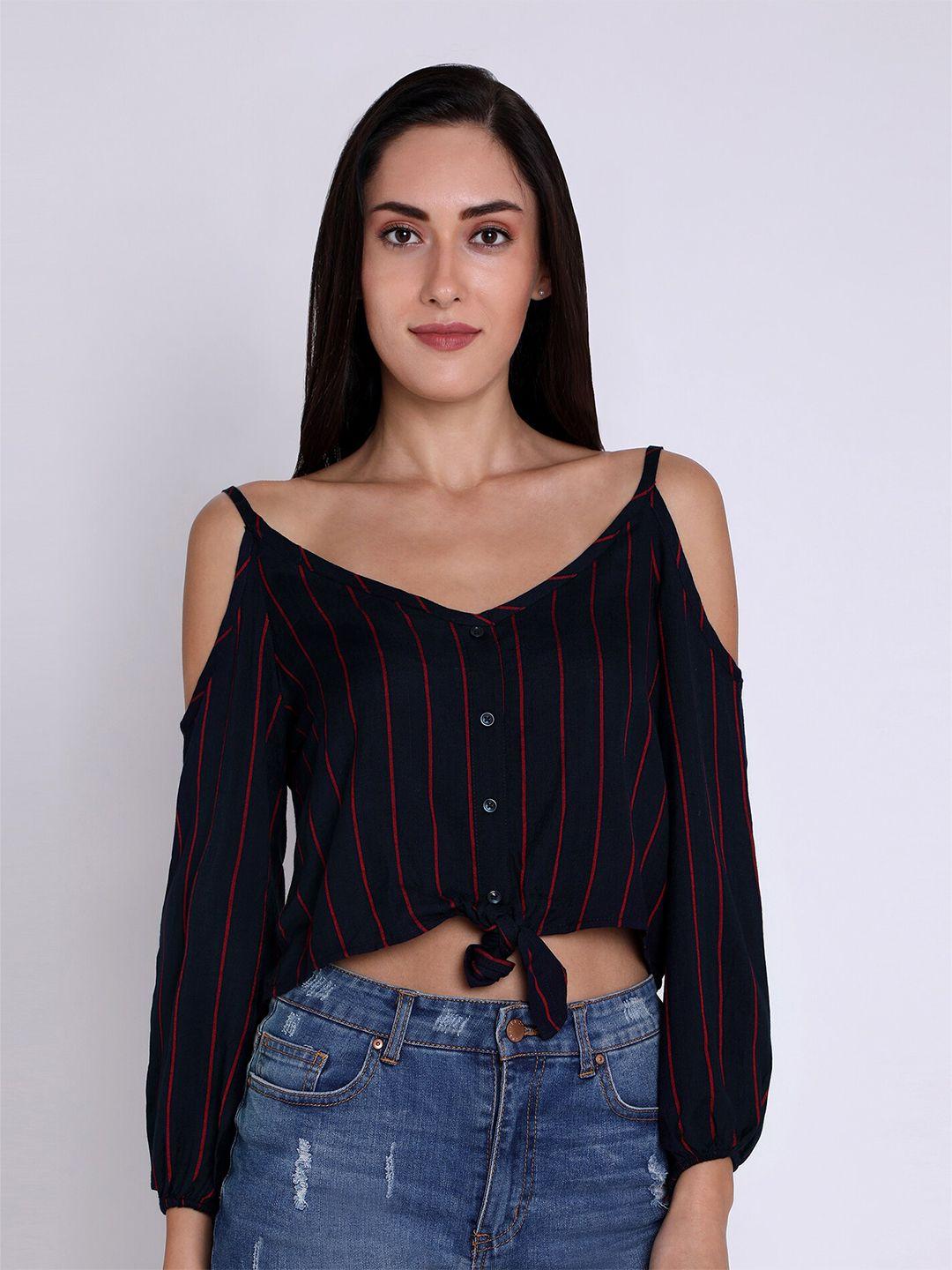 chimpaaanzee navy blue & red striped top