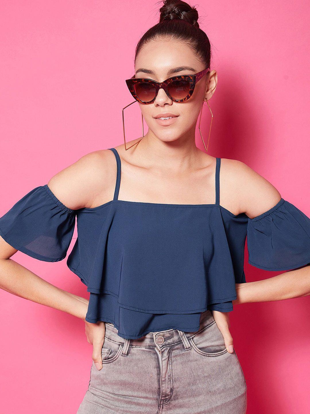 chimpaaanzee navy blue bardot crop top