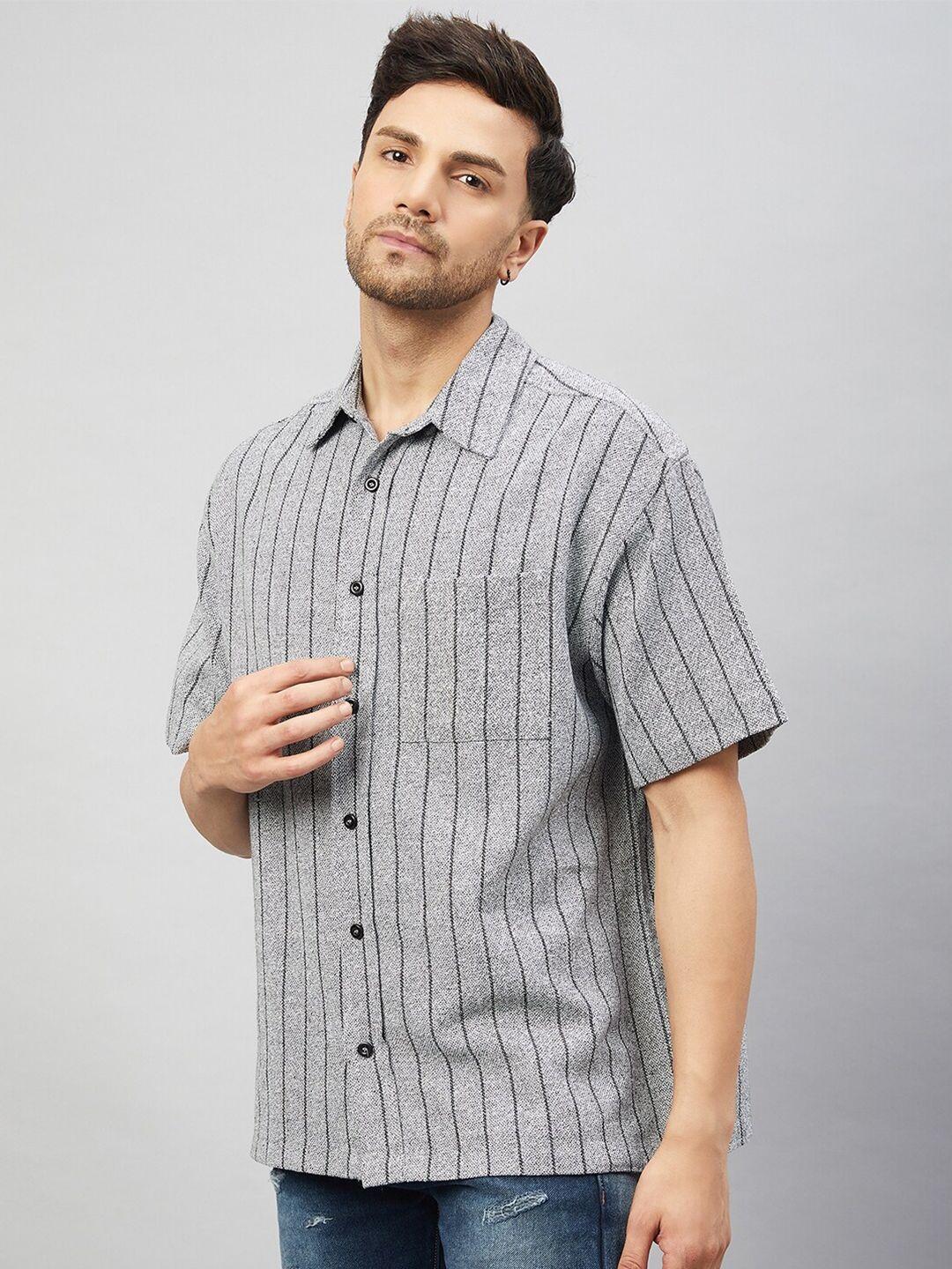 chimpaaanzee vertical striped oversized fit casual shirt