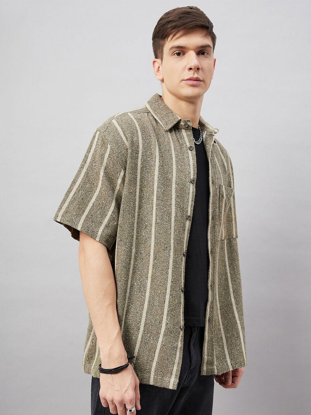 chimpaaanzee vertical stripes oversized casual shirt
