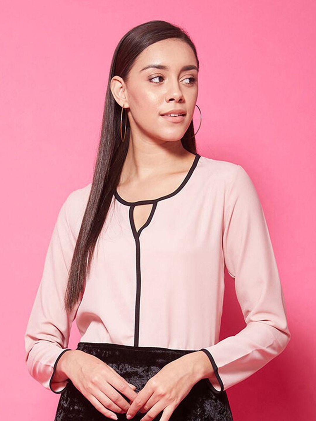 chimpaaanzee women pink keyhole neck top