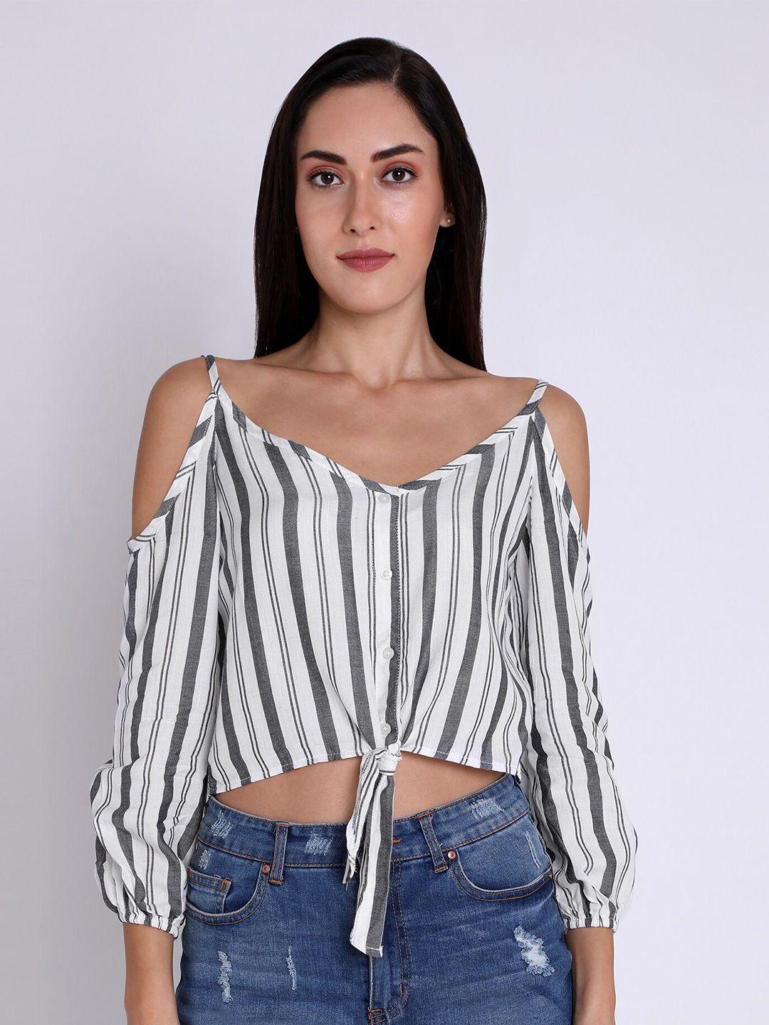 chimpaaanzee women white striped crop top