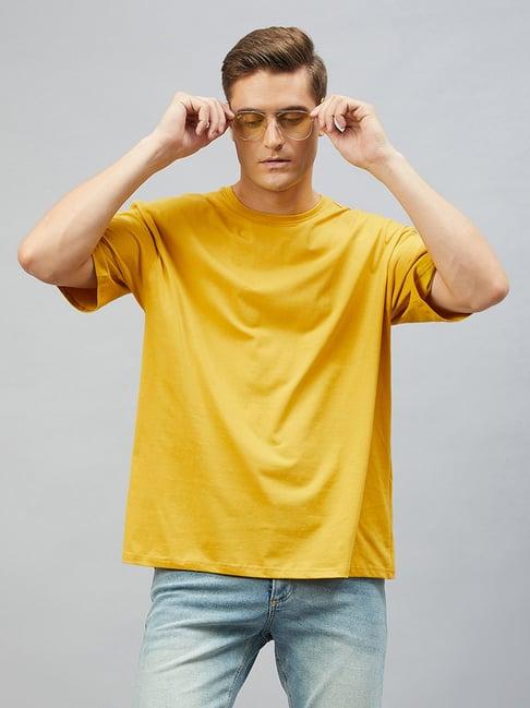 chimpaaanzee yellow loose fit oversized crew t-shirt