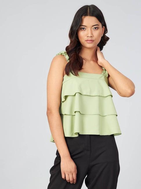 chimpanzee sage green relaxed fit crop top