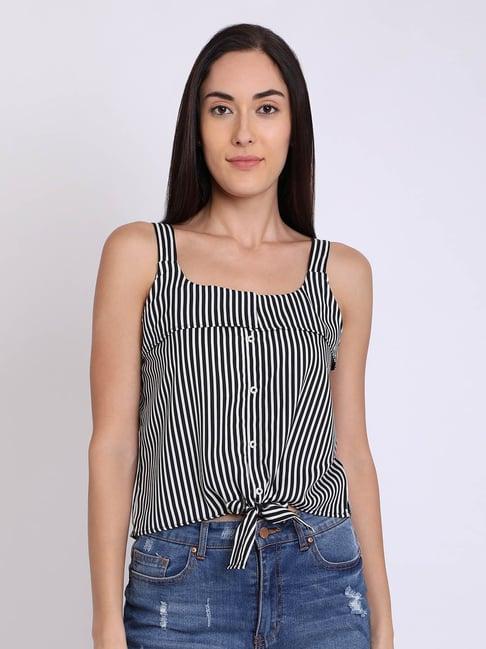 chimpanzee black & white striped crop top