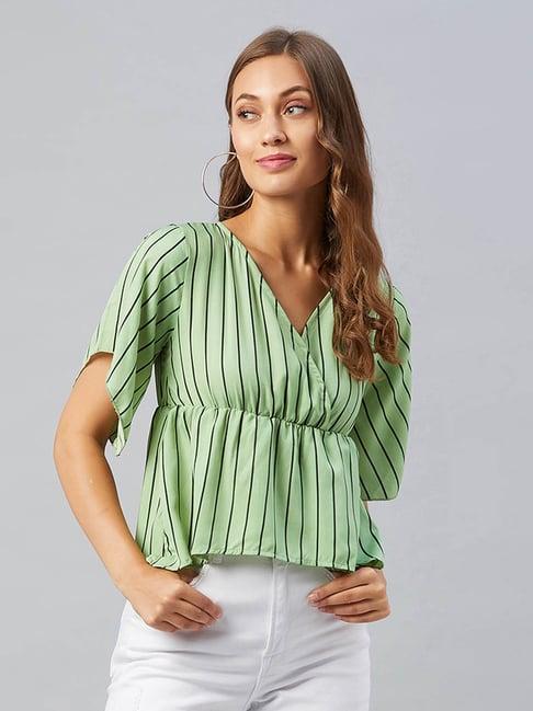 chimpanzee green & black striped top