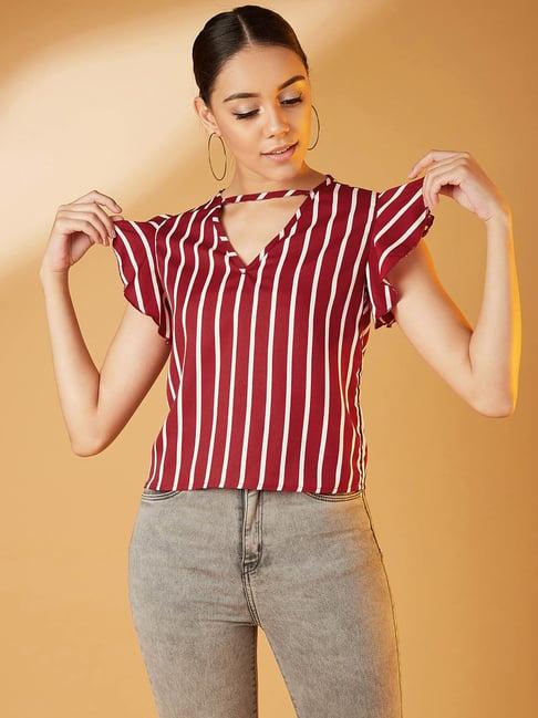 chimpanzee maroon striped top