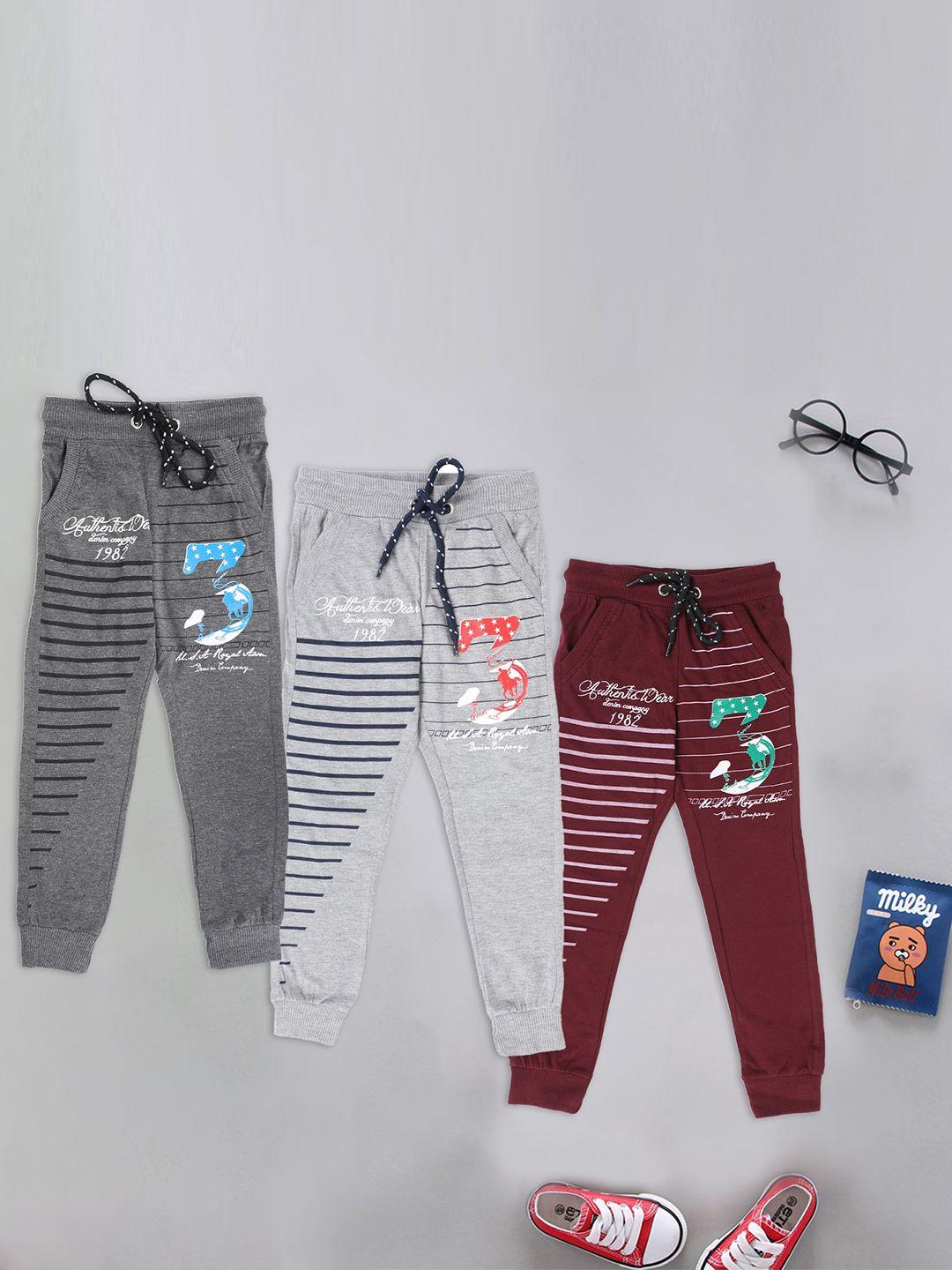 chimprala boys pack of 3 striped cotton joggers