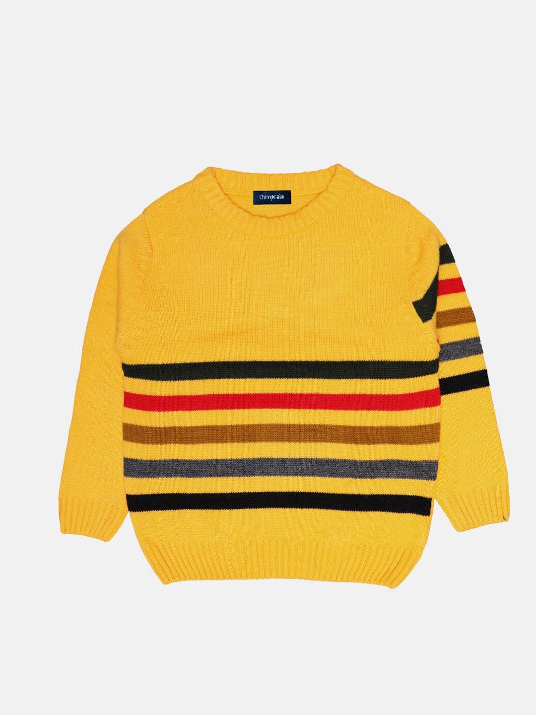 chimprala boys yellow & red striped pullover