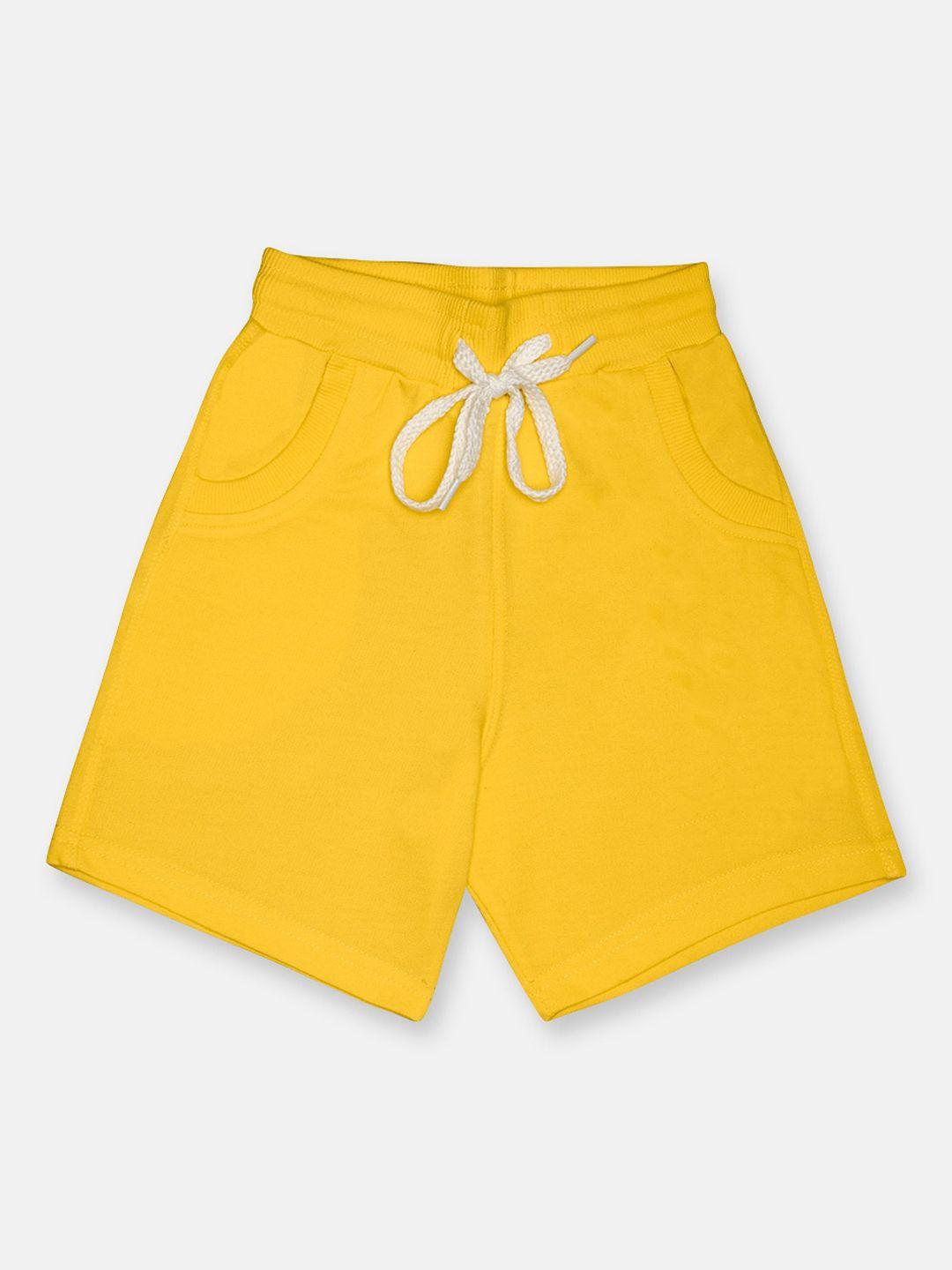 chimprala unisex kids yellow mid-rise regular shorts