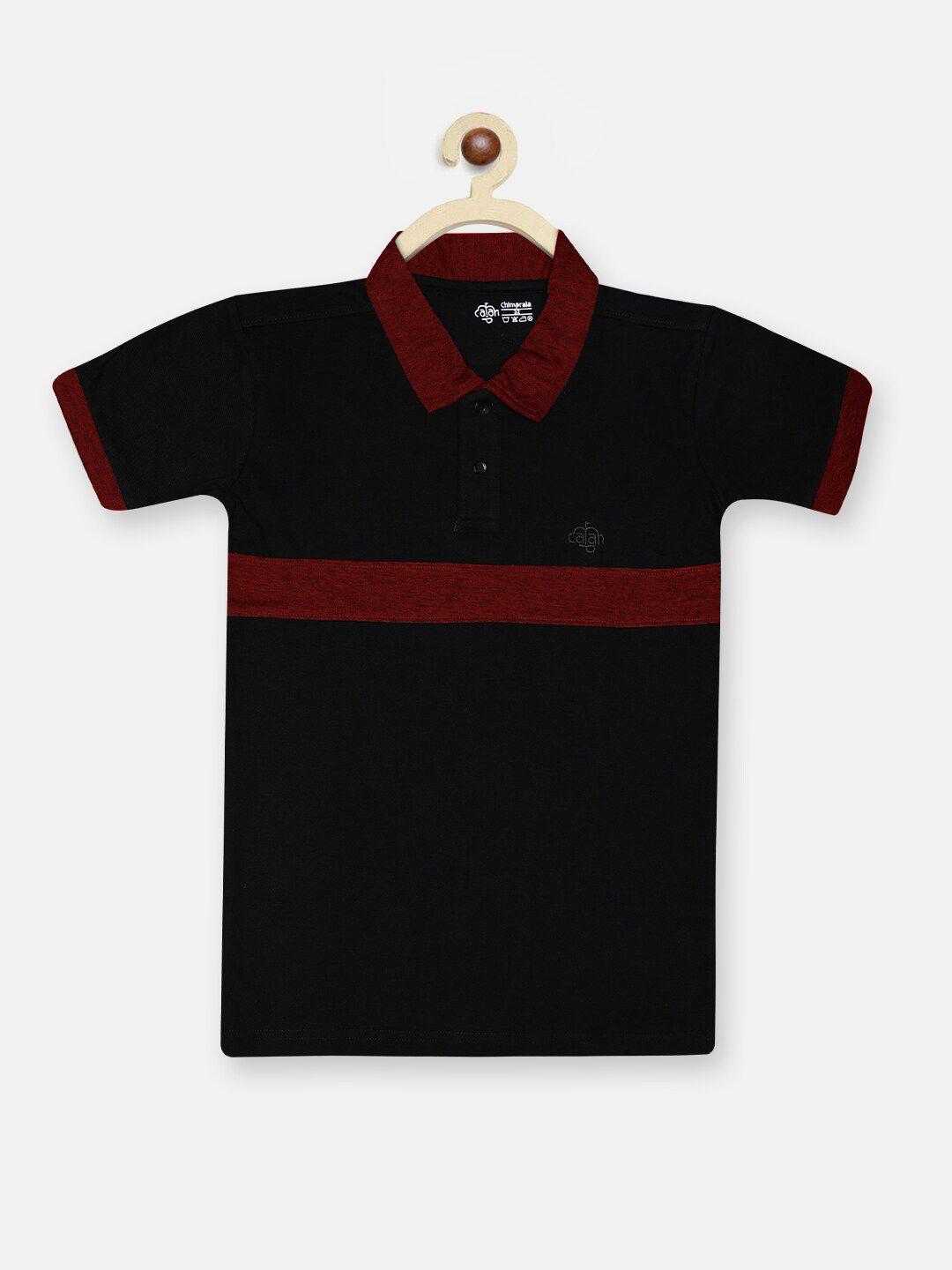 chimprala boys black polo collar t-shirt