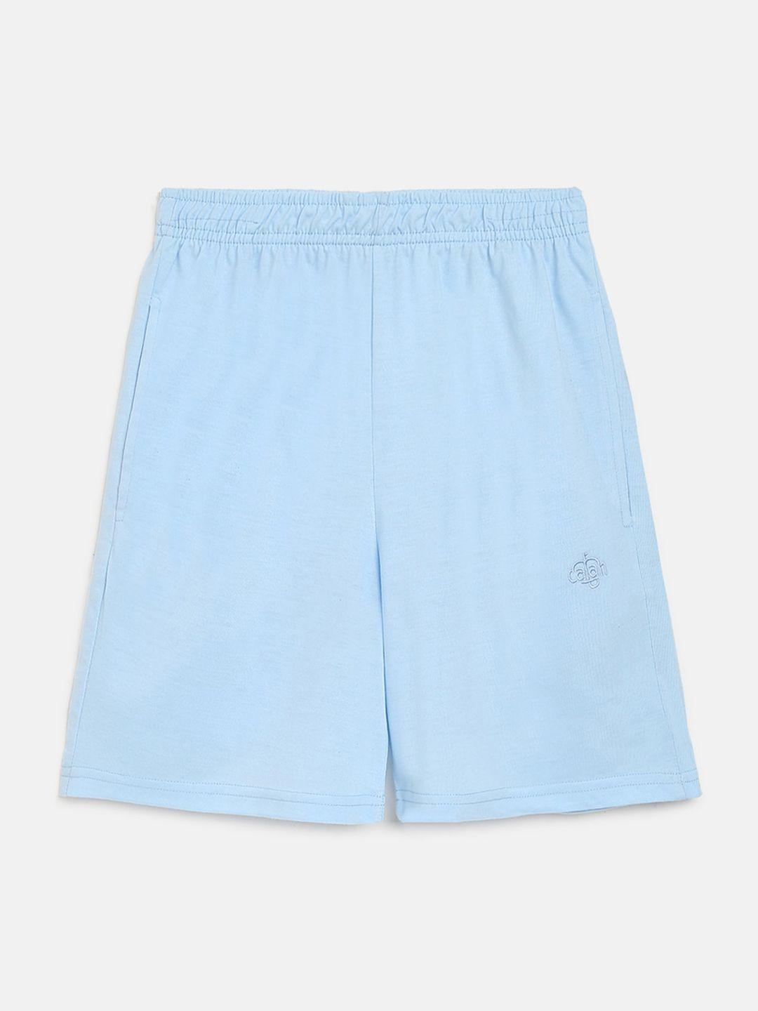 chimprala boys blue solid regular fit cotton sports shorts