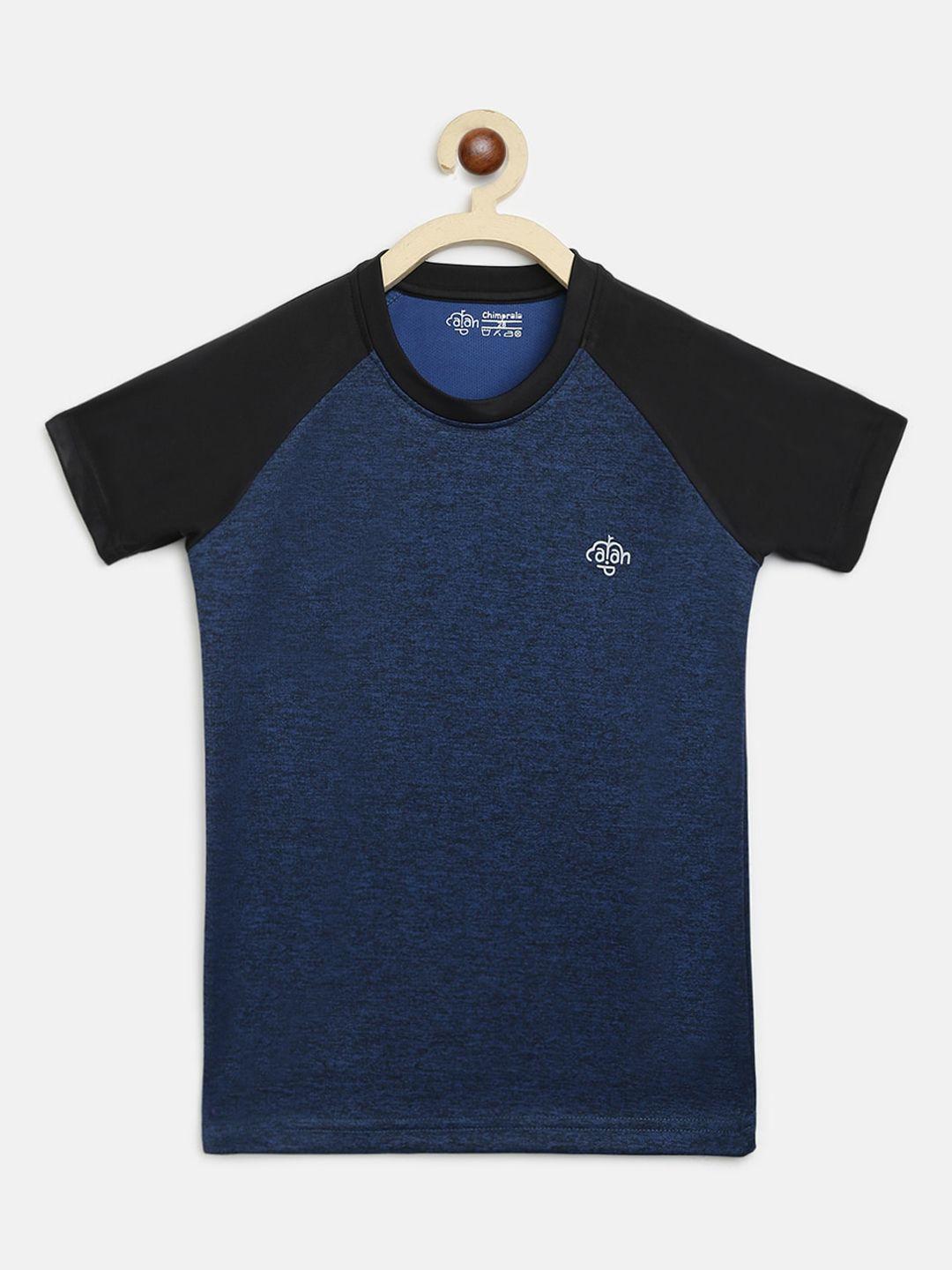 chimprala boys blue solid round neck  sports t-shirt