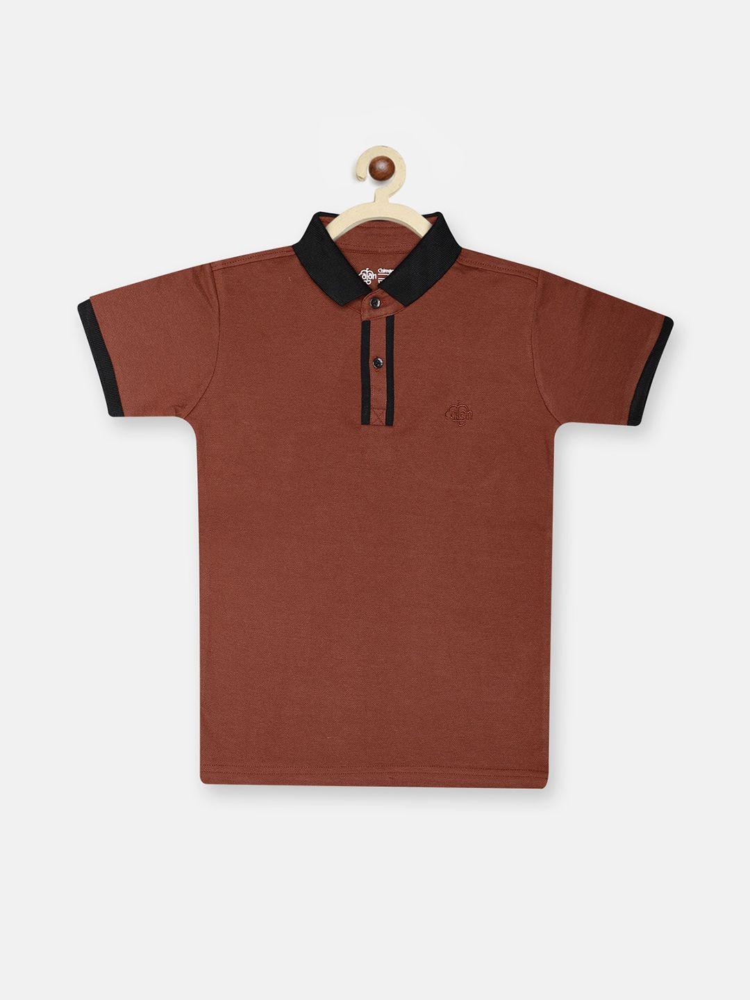 chimprala boys brown polo collar t-shirt