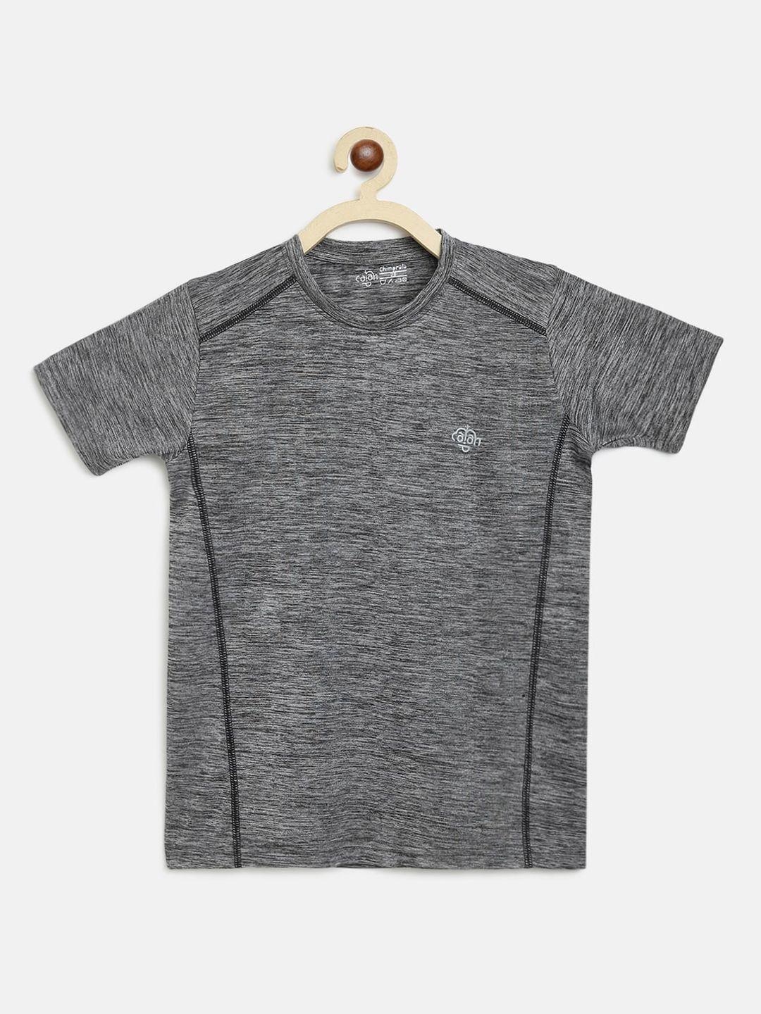 chimprala boys grey solid round neck sports t-shirt