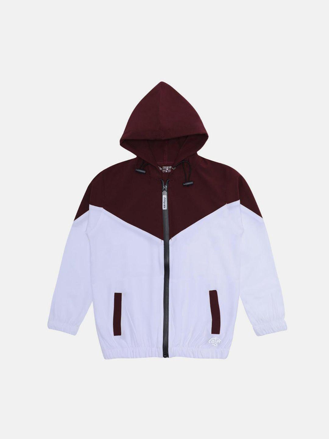 chimprala boys maroon colorblocked windcheater antimicrobial jacket