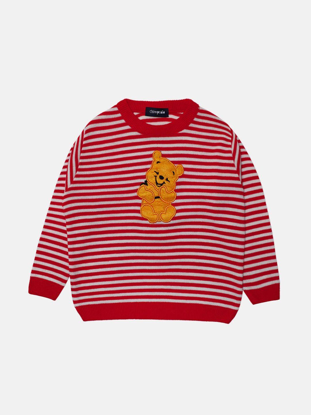 chimprala boys red & white striped wool pullover